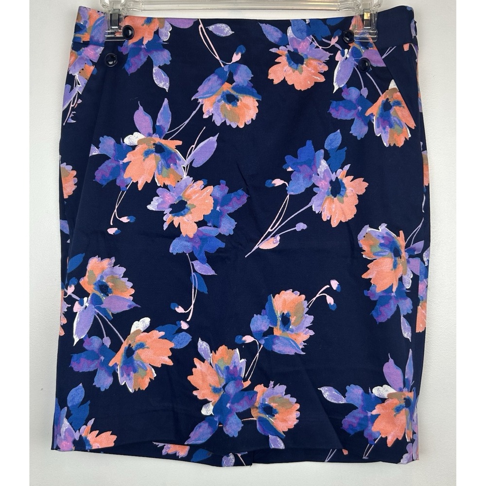 Banana Republic Skirt Womens 12 Floral Pencil Blue Purple New Tags Preppy Lined